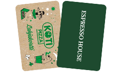 Lahjakortit Kotipizza ja Espresso house -logoilla