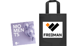 Delicard Moments -lahjakortti ja tuotekassi Fredman-logolla